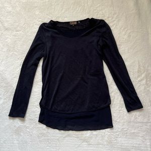 Dark navy top with sheer tank attached underneath